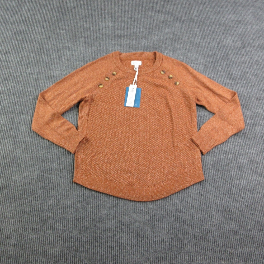 Market & Spruce Sweater Womens M Petite Brown Pullover Raglan Tight-Knit NWT